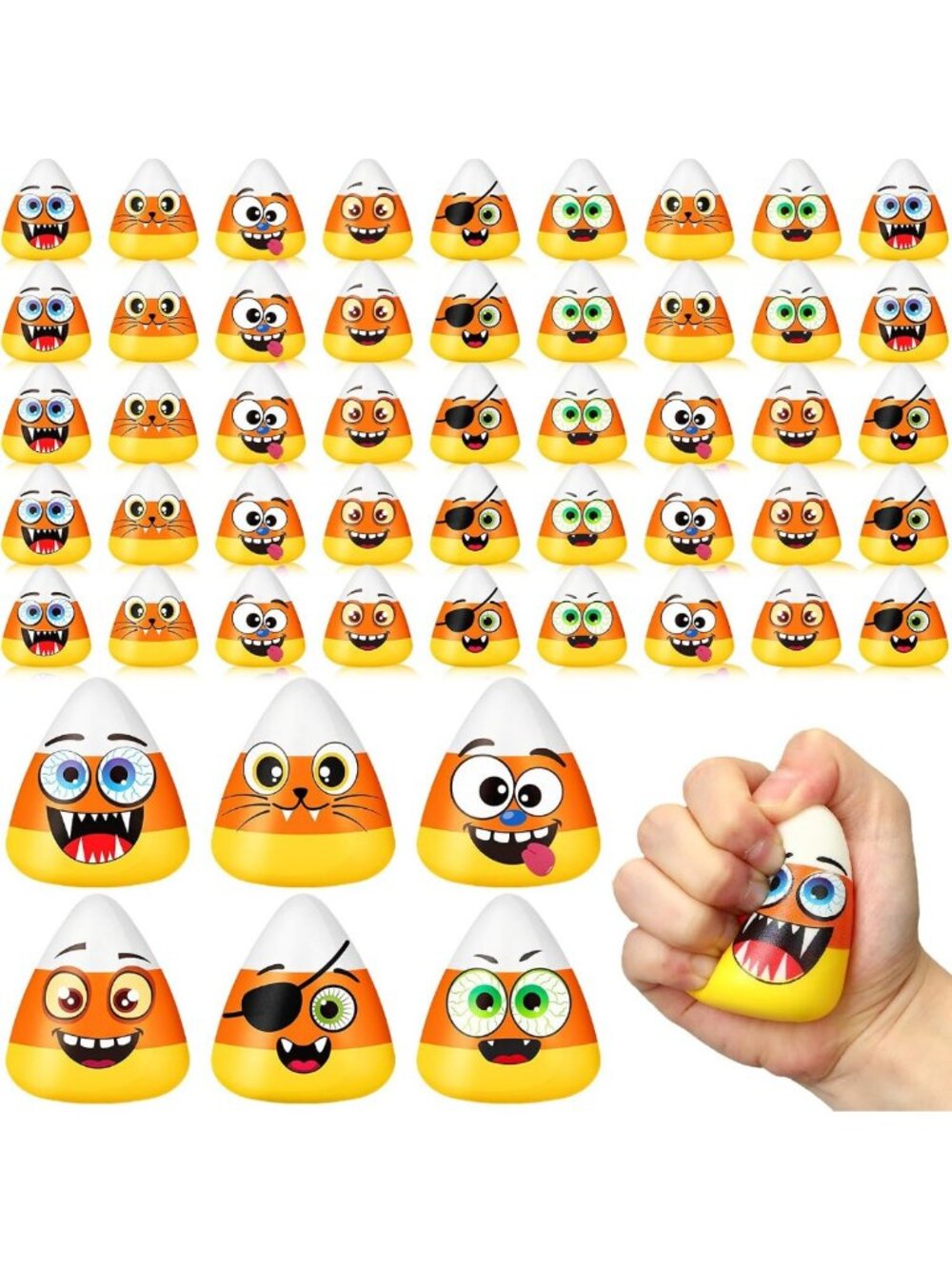 100 Pcs Mini Candy Corn Stress Relief Toys - Fun Halloween Party Favors